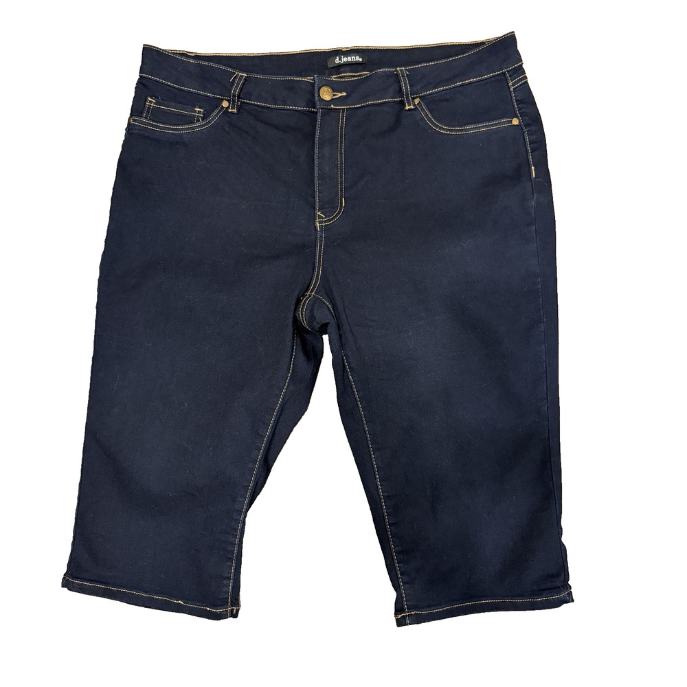 D Jeans Women’s Pedal Pushers Size 20W Blue Dark Wash Stretch